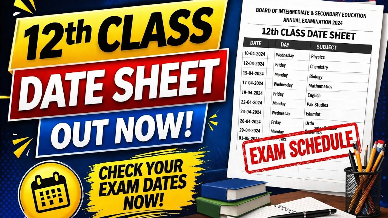 2nd Year Date Sheet 2026 | 12th Class Board Exams Schedule Punjab Board | Latest Update