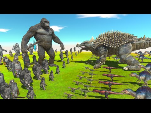 King Kong+Mutant Primates VS Anguirus+Carnival Dinosaurs - Animal Revolt Battle Simulator