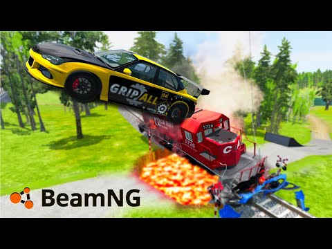 Trains vs Giant Crater 💥🤯 - BeamNG.Drive
