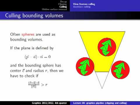 Computer Graphics 2012, Lect. 8(2) - Clipping and Culling