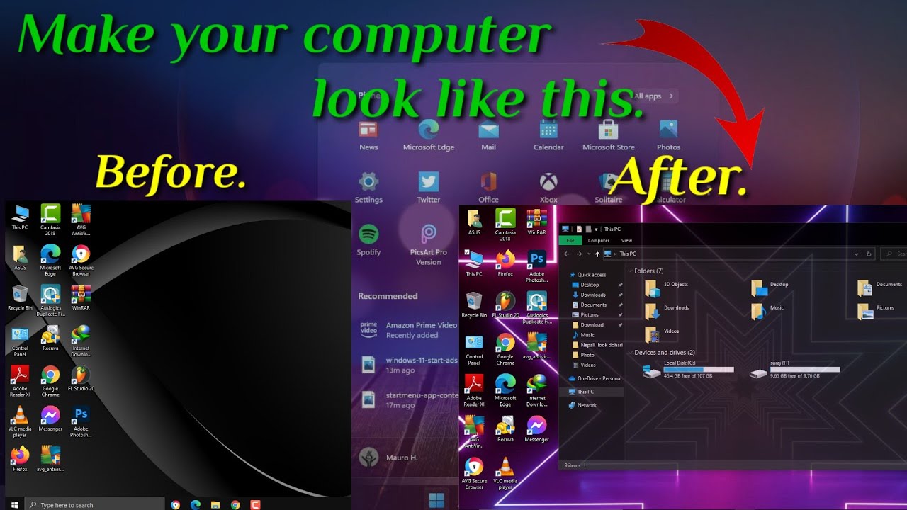 How to make windows10  transparent for free. make system transparency.2022