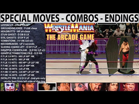 WWF WrestleMania The Arcade Game (Arcade) - Special Moves - Super Combos - All Character Endings
