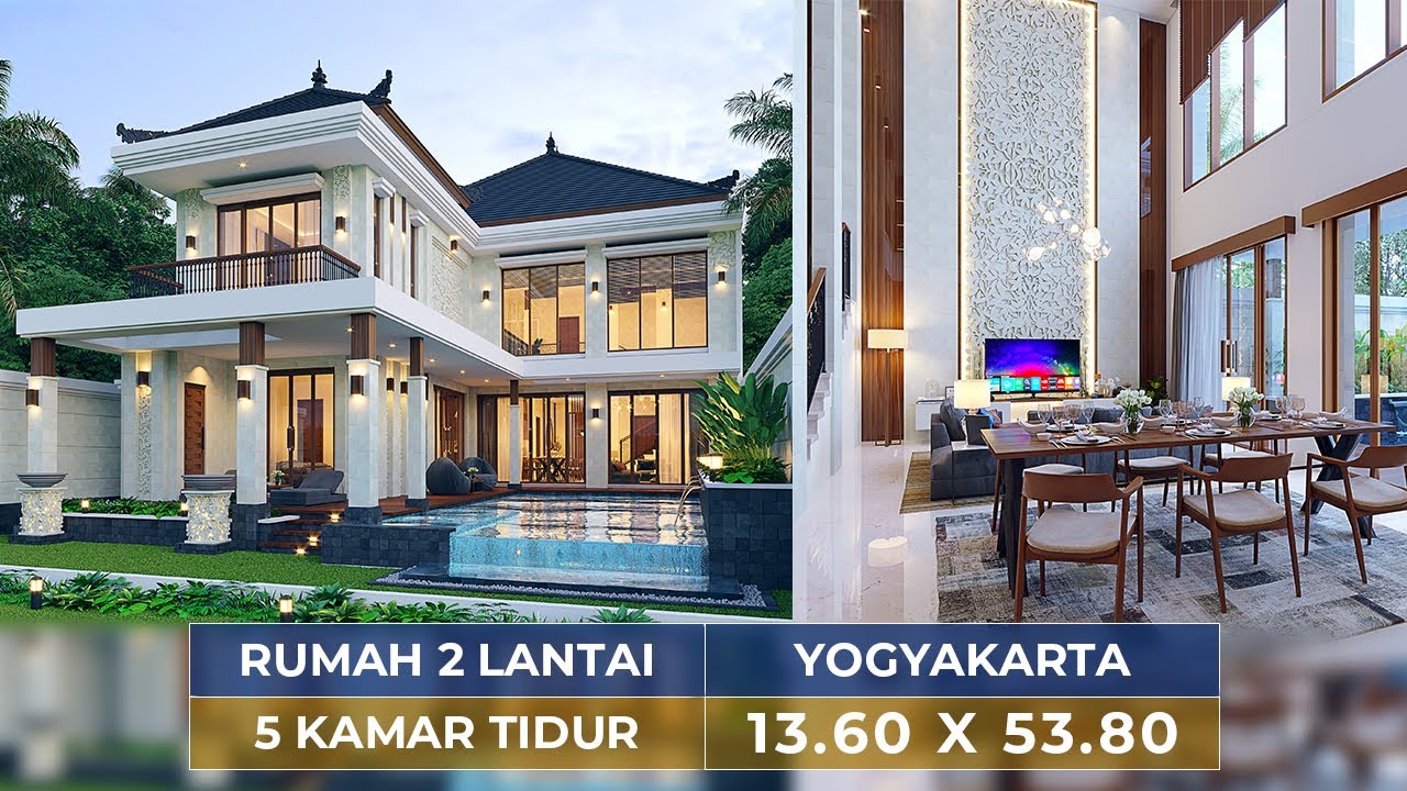 Video 3D Desain Rumah Villa Bali 2 Lantai Ibu ANNA 1395 - Yogyakarta