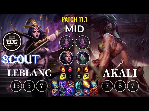 EDG Scout LeBlanc vs Akali Mid - KR Patch 11.1