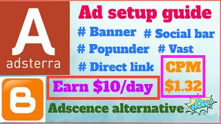Adsterra complete ad setup guide | $10/day | Blogspot,No copyright problem | CPM $1.32 | Tamil