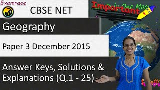 Download Lagu CBSE NET December 2015 Geography Paper 3 (Q.1-25): Answer Keys, Solutions u0026 Explanations Thumbnail