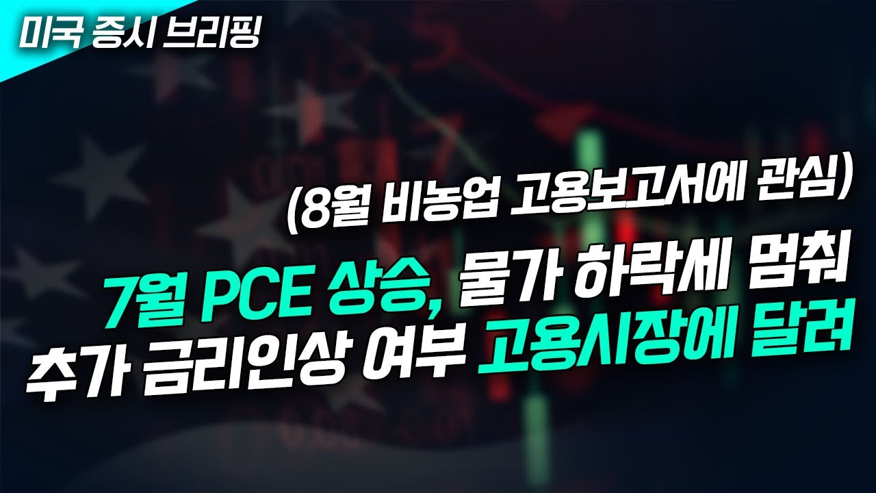 7월 PCE 지수 상승, 물가 하락세 멈춰..추가 금리 인상 여부 고용시장에 달렸다!