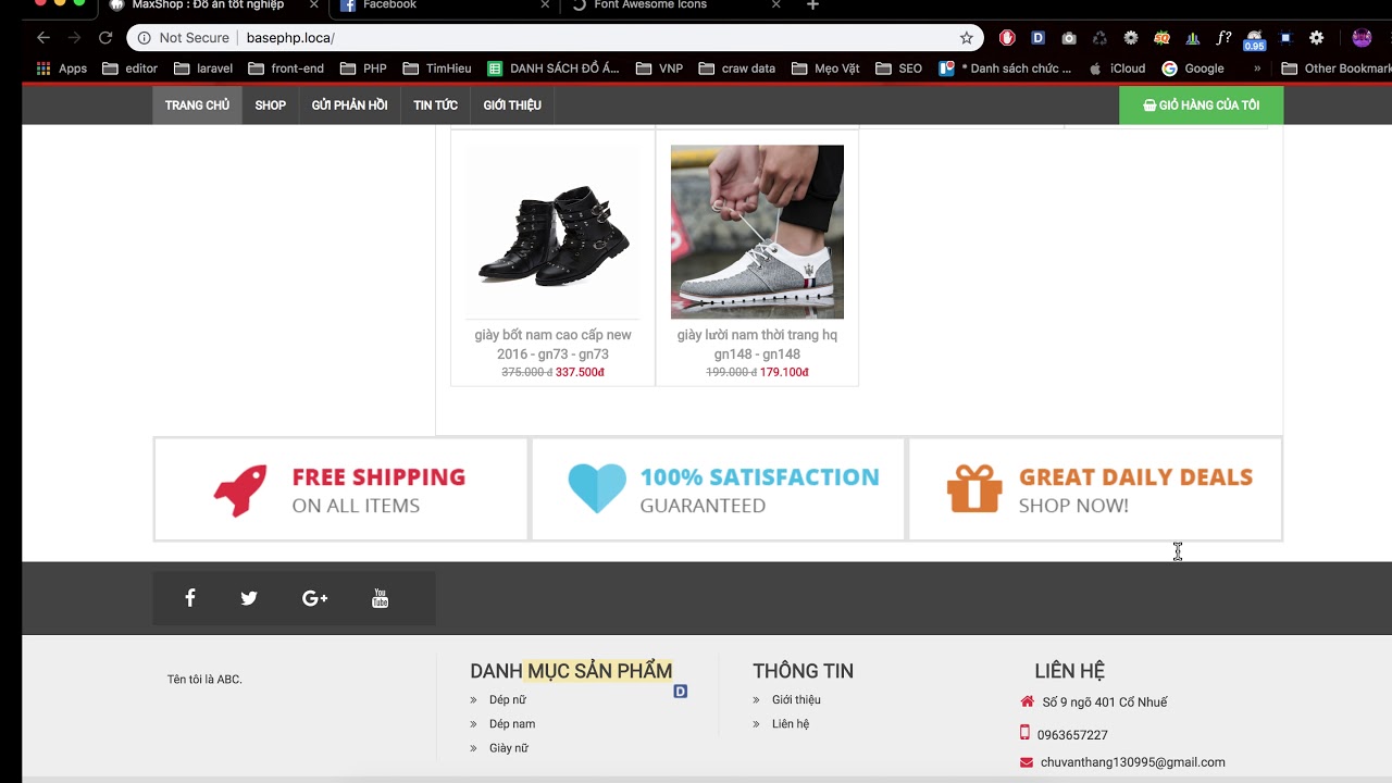 [Đồ án tốt nghiệp - Website bán hàng ] - Chỉnh sửa footer ( Chân trang website )