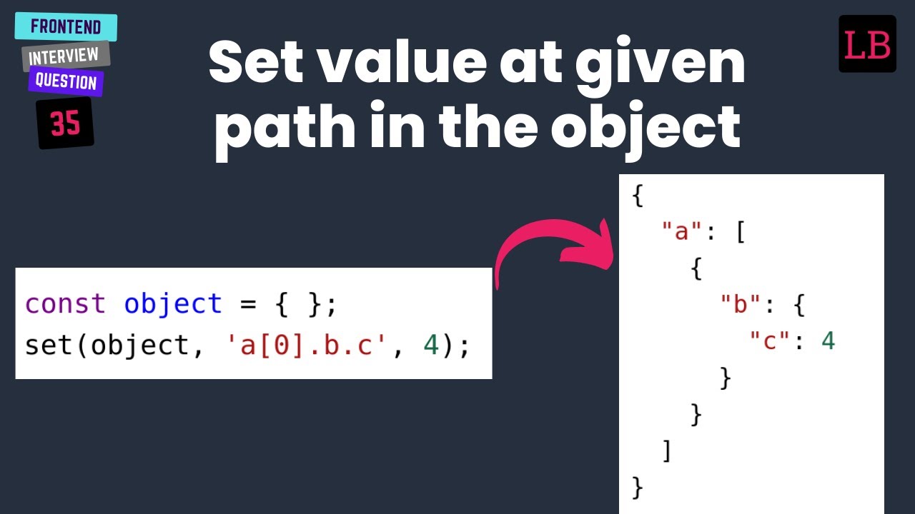 Set value in object at string path | JavaScript Interview Question - 35 | Learnersbucket