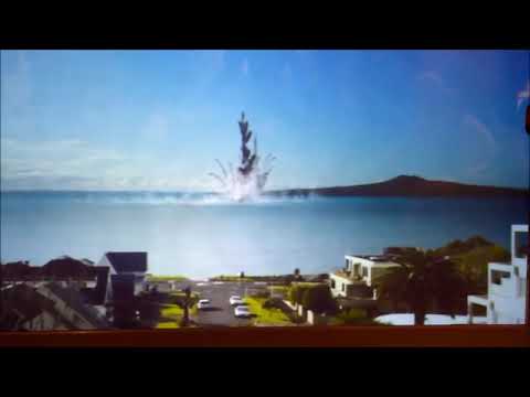 Simulation of Rangitoto Island eruption off the coast of Auckland, New Zealand