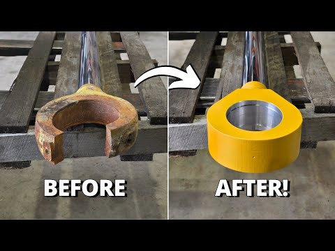 Replacing BROKEN Eye on Cylinder Rod for CAT 657 Scraper | Machining, Welding, Milling