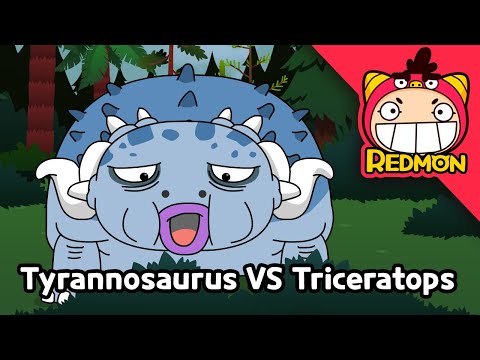 Tyrannosaurus VS Triceratops | Dinosaurs battle | 4K cartoon | REDMON