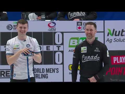 #wmcc2023 Brad Gushue & Bruce Mouat react to Joël Retornaz split attempt for 3 to win