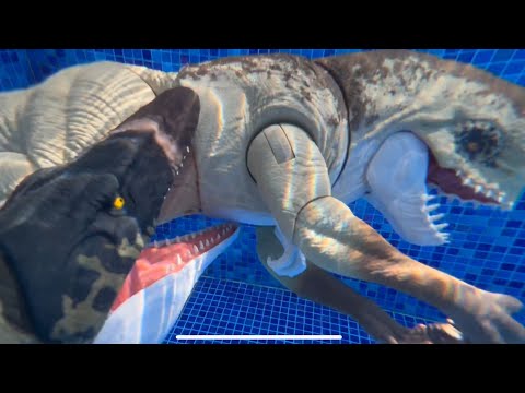 Distortus Rex Battles Mosasaurus Underwater with Spinosaurus Mamenchisaurus Jurassic World Rebirth