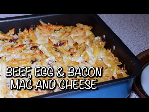 Mac and Cheese w. Beef, Egg & Bacon - Comforting "Finnish Mac and Cheese" - Recipe # 144