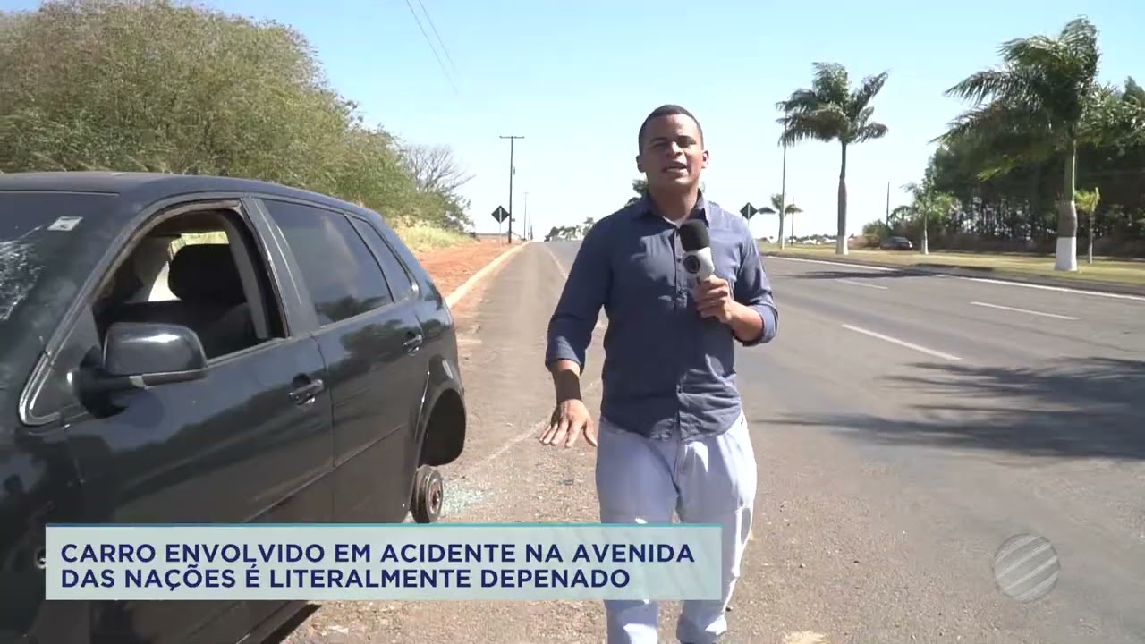CARRO ENVOLVIDO EM ACIDENTE NA AVENIDA DAS NAÇÕES É LITERALMENTE DEPENADO