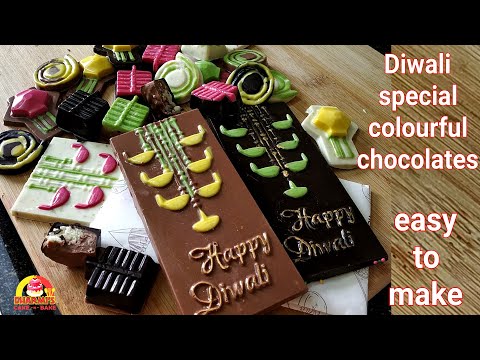 Diwali Special Colourful Chocolates | Easy Chocolate Recipes | How to make Chocolates