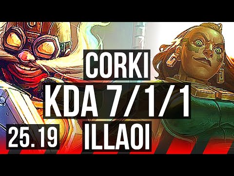 CORKI vs ILLAOI (TOP) | 6 solo kills, 7/1/1 | KR Master | 25.19