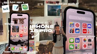 WHAT'S ON MY IPHONE 16 PRO 📱review, customization, widgets, fav apps for productivity, features