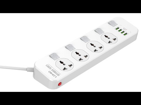 Ổ Cắm Điện Đa Năng LDNIO SC4408 – 4 Ổ Cắm Chấu EU + 4 USB-A (17W/3.4A) | Công Suất 2500W | Công Tắc Độc Lập | Dây 2M | Chống Cháy, An Toàn Cao