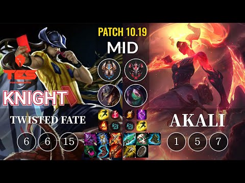 TES knight Twisted Fate vs Akali Mid - KR Patch 10.19