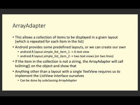 CO5225 Android / Kotlin Lecture 3 - ListViews and Menus