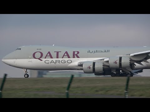 Qatar Cargo Boeing 747-83QF Landing and Take-off // Paris CDG Airport