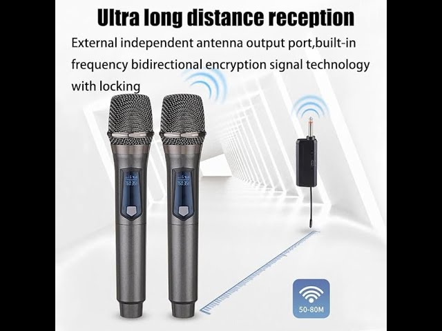 Vídeo relacionado con HUACAM Micrófono inalámbrico, micrófono inalámbrico Dual UHF Recargable, micrófono Dual inalámbrico dinámico portátil para Canto Karaoke, Boda, DJ, Fiesta, discurso, Iglesia, Uso en Clase, PA