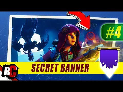 Secret Banner Location WEEK 4 Fortnite | Season 6 Hunting Party (Secret Battle Stars/Banners)
