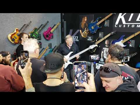 Brian Bromberg at the Kiesel booth at NAMM