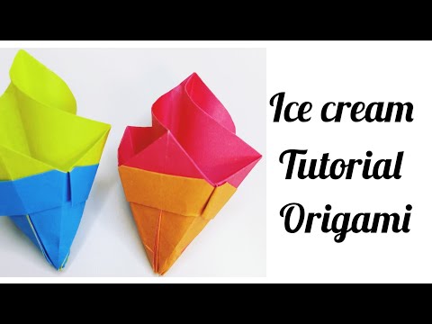origami ice cream cone | tutorial ice cream   اریگامی بستنی قیفی