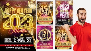 2023 New Year Flyer In PSD Files Photoshop Tutorial Part 1
