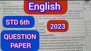 STD 6th ENGLISH QUESTION PAPER 📜 Maharashtra Board 2023