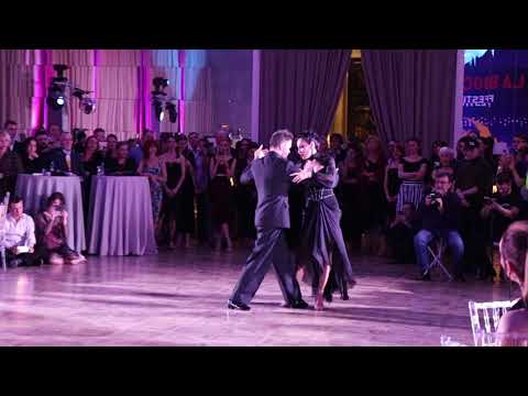  Sagdiana Hamzina  and  Dmitry Vasin  are  dancing  to  the  tango  "  Los Mareados  "  by  Solo Tango Orquesta  at  La Boca Tango Festival  in  2021