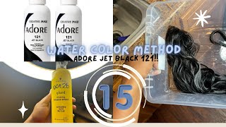 HOW TO DYE PRE USED  LACE WIG JET BLACK USING ADORE DYE IN 15 MINS | Water Color Method |