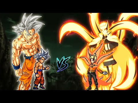 Goku MUI OP VS Naruto Baryon V3 OP in Jump Force Mugen