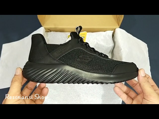 Vídeo relacionado con Skechers Niños Bounder Brisk-Burst Slip-In ENTRENADOR, Black Synthetic / Textile / Blue & Black Trim, 34 EU