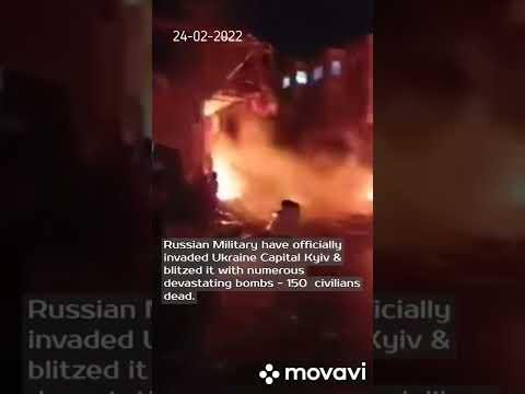 A apartment is destroyed as Russian missile strike hits a busy full apartment in Kyiv in Ukraine