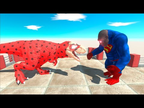 ⚡ LADYBUG T-Rex vs SUPERMAN Goro The Giant DEATH RUN  - 🦖 Animal Revolt Battle Simulator 🦕