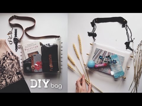 DIY transparent bag SHOUROUK style / Прозрачная сумка из ПВХ пленки со стразами на кожаном ремешке