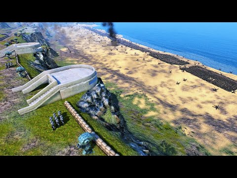 Sci-Fi Army Defending Omaha Beach From Zombie Attack - Ultimate Epic Battle Simulator