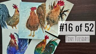 Easy Watercolor Rooster for Beginners | Simple Sketch + Fun Salt Technique