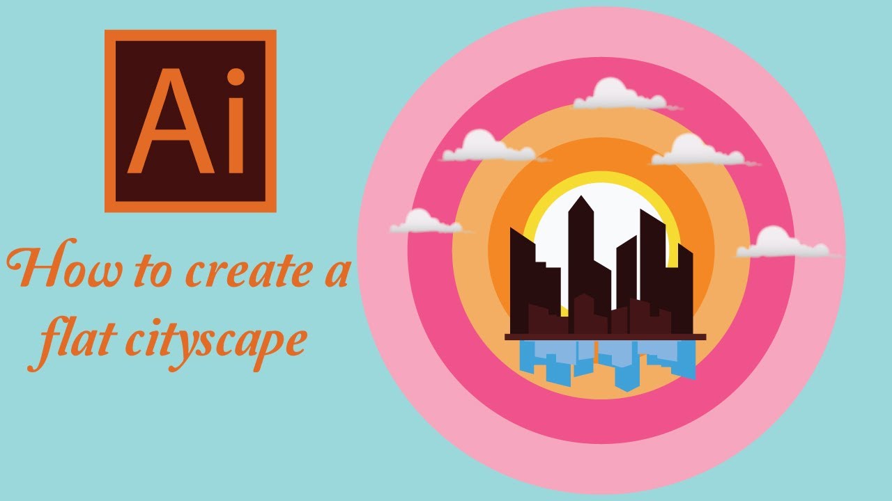How to draw a cityscape scenery in Adobe illustrator|| Tutorial|| Adobe illustrator tutorial