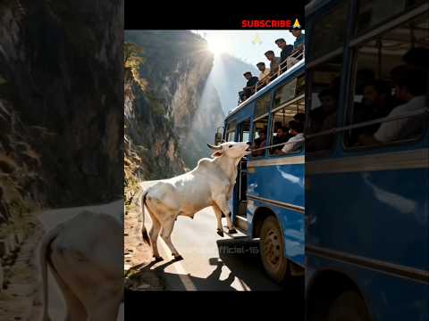 The divine cow appeared! Prevented the disaster from happening.#cow #shorts #rescue