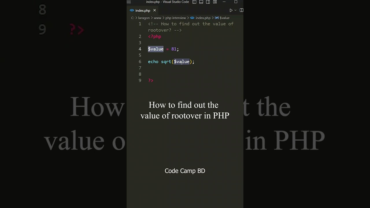 How to find out the value of root over in  PHP #php_interview #shortsfeed #php #coding #shorts