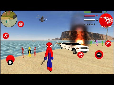 Spider Stickman Rope Hero New Ship Mission Complete - Android Gameplay