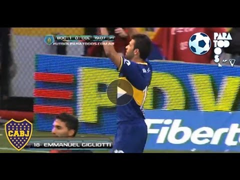 Gol de Gigliotti. Boca 1- Colón 0. Fecha 13. Torneo Inicial 2013. Fútbol Para Todos