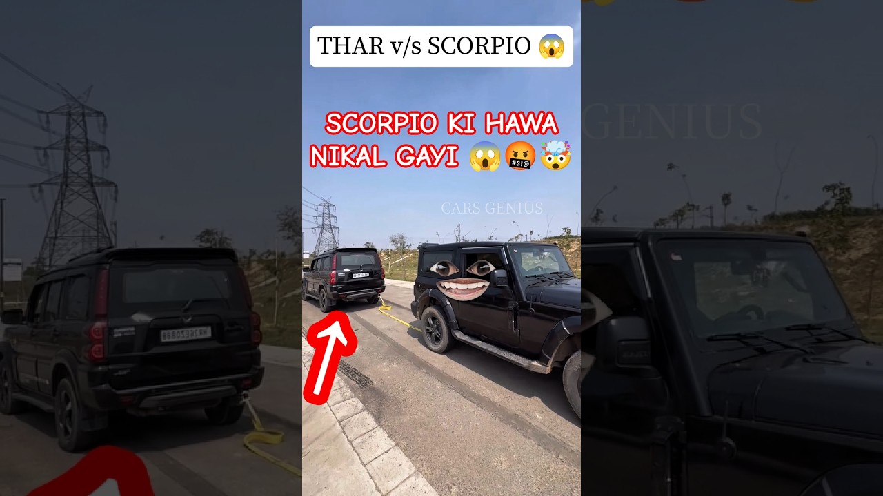Scorpio Ki Hawa Nikal Gayi 😱🤬🤯#automobile #tharcollection #mahaindrathar #funny #carsgenius