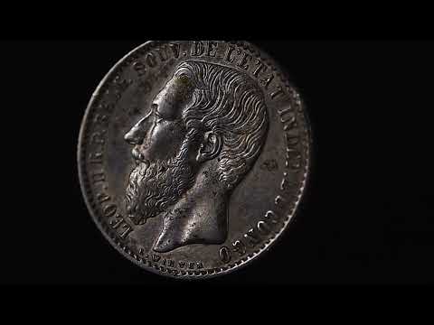 Moneda, ESTADO LIBRE DEL CONGO, Leopold II, Franc, 1887, MBC+, Plata, KM:6