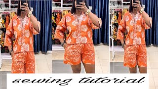 How to Cut & Sew a Stylish Collared Top with Side Drawstring | Easy Beginner-Friendly Tutorial @diy